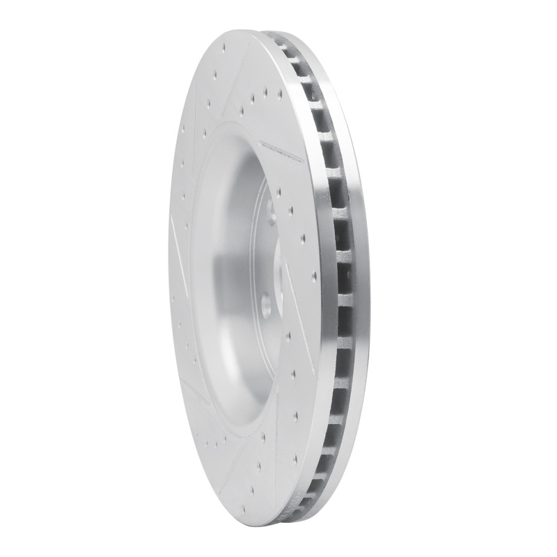 Dodge Durango Brake Rotor (1) - Front Right - R1 Concepts - Drilled & Slotted - Silver - `11-`25